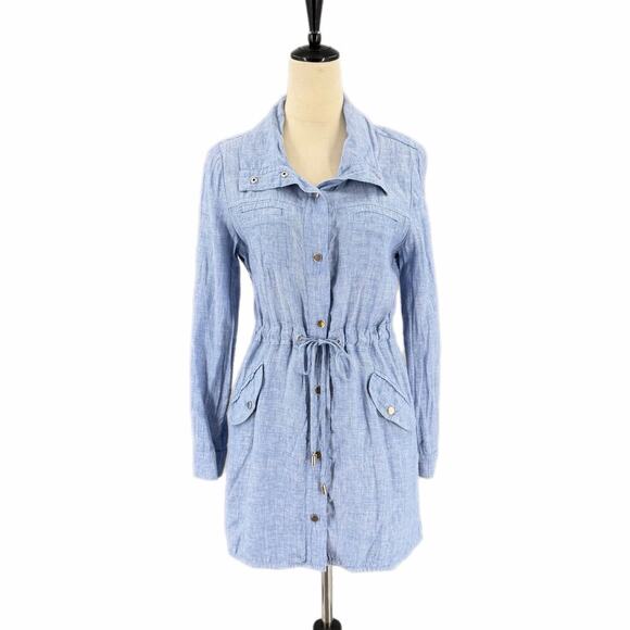 Chico's Dresses & Skirts - Chico’s Sz 0 Blue Breathable Linen Lightweight Beachy Nautical Utility Dress